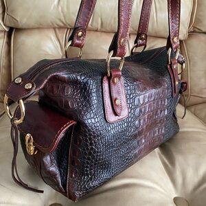Marino Orlando Large Leather Duffel Croc Bag Travel Made in Italy